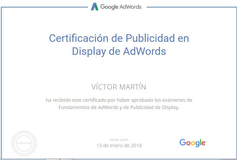 Certificado Oficial Google Adwords